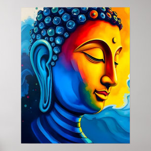 Abstrakte Moderne Kunst   Buddha Portrait Painting Poster