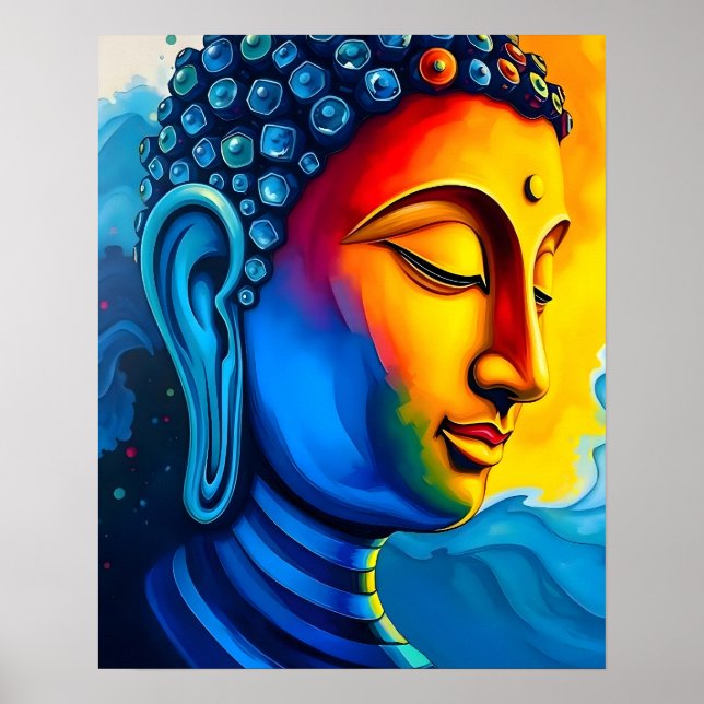 Abstrakte Moderne Kunst | Buddha Portrait Painting Poster (Vorne)