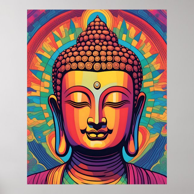 Abstrakte Moderne Kunst | Calm Buddha Portrait Poster (Vorne)