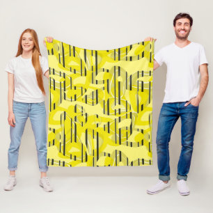 Abstrakte, moderne Kunst, gestreift, gelb, schwarz Fleecedecke