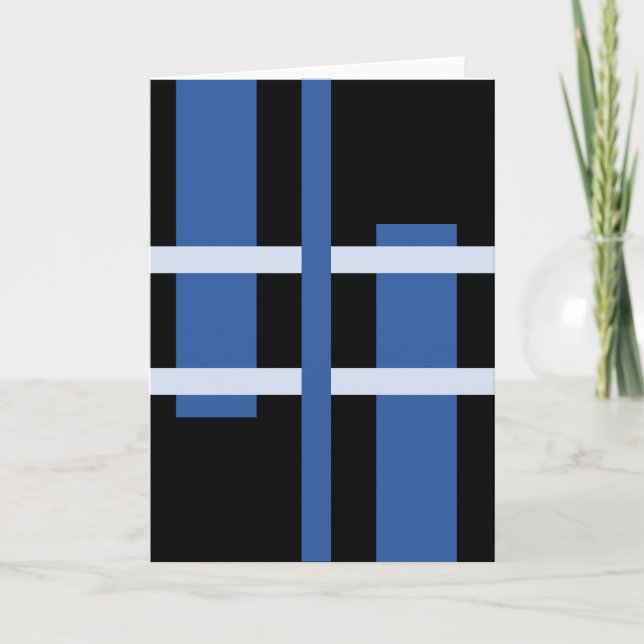 Abstrakte Moderne Kunst Lines Blue Black Dankeskarte (Vorderseite)