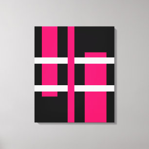 Abstrakte moderne Kunst Lines Pink White Black Leinwanddruck
