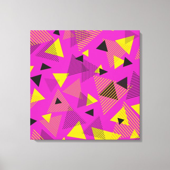 Abstrakte moderne Kunstdreiecke Lila Gelb Schwarz Leinwanddruck (Vorderseite)
