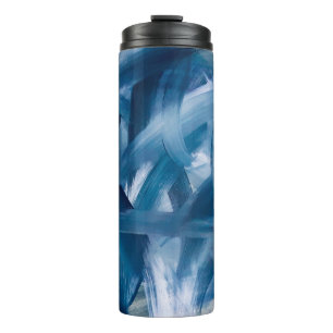 Abstrakte moderne Malerei Landschaft. Blaue Nacht  Thermosbecher
