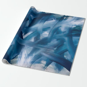 Abstrakte moderne Malerlandschaft. Blue-Nacht-Kuns Geschenkpapier