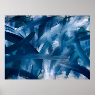 Abstrakte moderne Malerlandschaft. Blue-Nacht-Kuns Poster