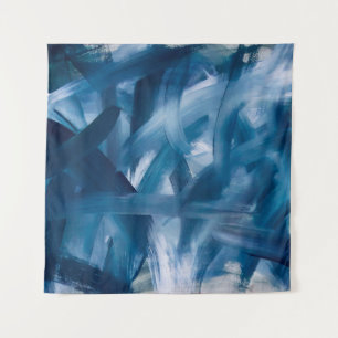 Abstrakte moderne Malerlandschaft. Blue-Nacht-Kuns Wandteppich