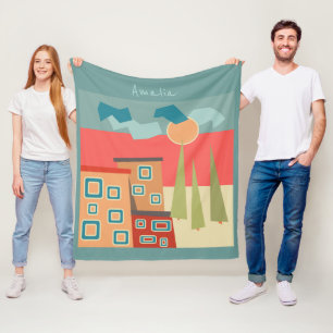 Abstrakte moderne minimalistische Kunstlandschaft Fleecedecke