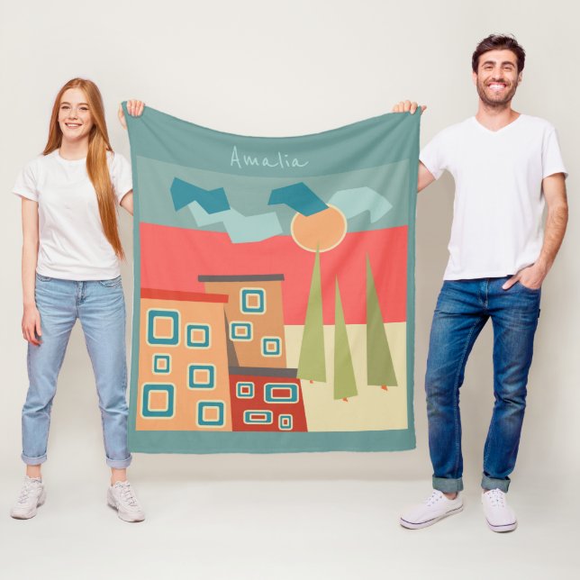 Abstrakte moderne minimalistische Kunstlandschaft Fleecedecke (Beispiel)