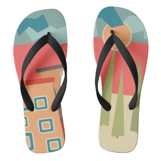 Abstrakte moderne minimalistische Kunstlandschaft Flip Flops (Fußbett)