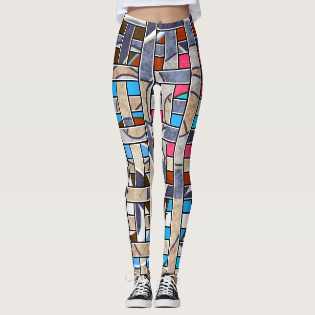 Abstrakte moderne minimalistische Kunstlandschaft Leggings (Vorderseite)