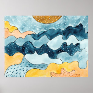 Abstrakte moderne minimalistische Landschaft mit g Poster