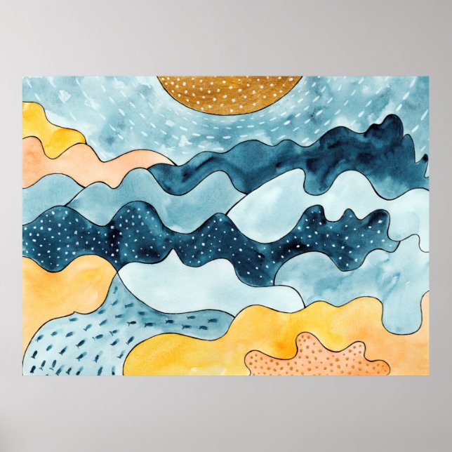 Abstrakte moderne minimalistische Landschaft mit g Poster (Vorne)