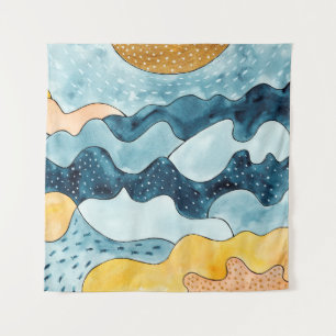 Abstrakte moderne minimalistische Landschaft mit g Wandteppich