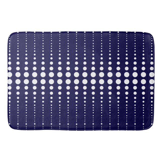 Abstrakte, moderne, navy-weiße Linien dots circe Badematte (Vorderseite)