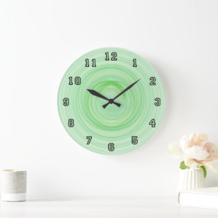 Abstrakte moderne Ombre Green Spirals Große Wanduhr