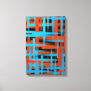 Abstrakte, moderne, orange blaue Pinselstriche Leinwanddruck