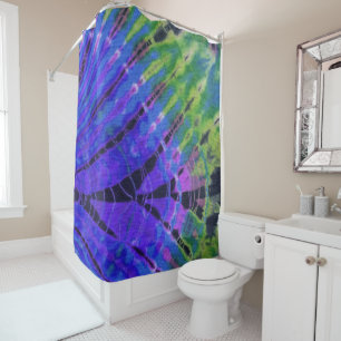 Abstrakte moderne Peacock Blue Green Batik Gefärb Duschvorhang