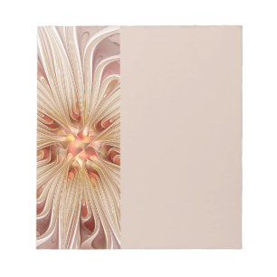 Abstrakte moderne Pfirsich-Pastell-Blumen-Fraktal- Notizblock