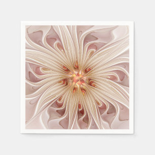 Abstrakte moderne Pfirsich-Pastell-Blumen-Fraktal- Serviette