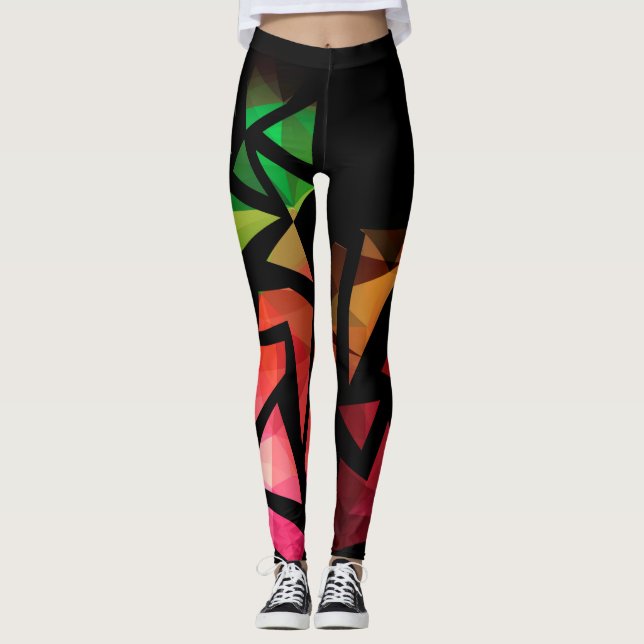 Abstrakte moderne polygonal graffiti geometrisch d leggings (Vorderseite)