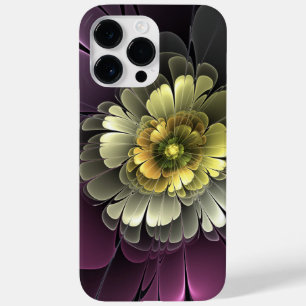 Abstrakte moderne Purpur-Khaki-Grau-Fraktal-Blume Case-Mate iPhone 14 Pro Max Hülle