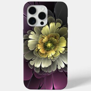 Abstrakte moderne Purpur-Khaki-Grau-Fraktal-Blume Case-Mate iPhone Hülle