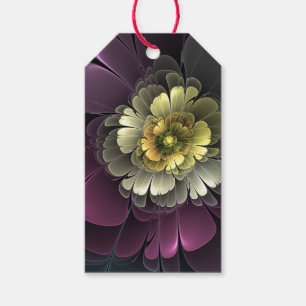 Abstrakte moderne Purpur Khaki-Grau-Fraktal-Blume Geschenkanhänger