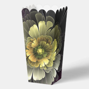 Abstrakte moderne Purpur-Khaki-Grau-Fraktal-Blume Geschenkschachtel