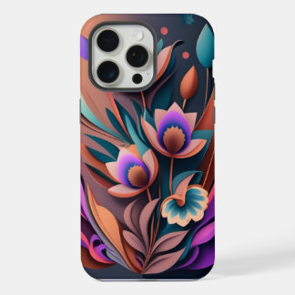 Abstrakte moderne purpur Khaki Grau Fraktal-Blume iPhone 15 Pro Max Hülle