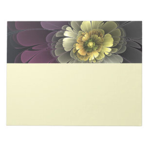 Abstrakte moderne Purpur-Khaki-Grau-Fraktal-Blume Notizblock
