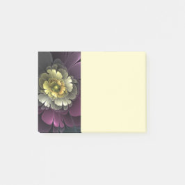 Abstrakte moderne Purpur-Khaki-Grau-Fraktal-Blume Post-it Klebezettel