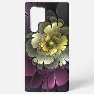 Abstrakte moderne Purpur Khaki-Grau Fraktal-Blume Samsung Galaxy Hülle