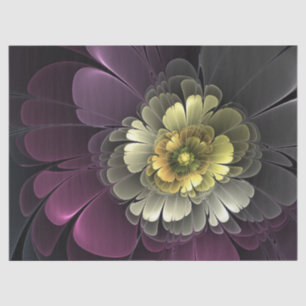 Abstrakte moderne Purpur Khaki Grau Fraktal-Blume Seidenpapier