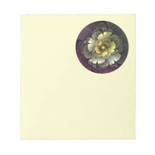Abstrakte moderne Purpur-Khaki-Graue Fraktal-Blume Notizblock