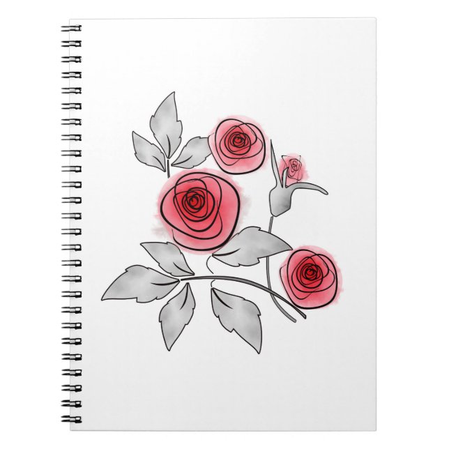 Abstrakte moderne Rose Blume Rot-Graublüte Notizblock (Vorderseite)