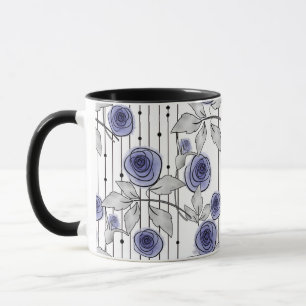 Abstrakte moderne Rose Blume violett-grau weiß sei Tasse