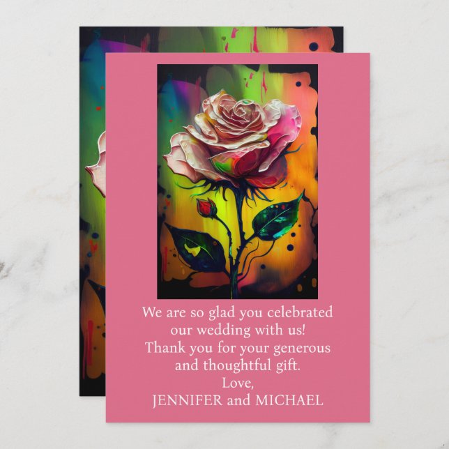 Abstrakte moderne Rosen Danke Karte (Vorne/Hinten)