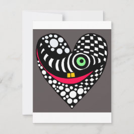 Abstrakte, moderne, schwarz-graue Herzkarte Feiertagskarte