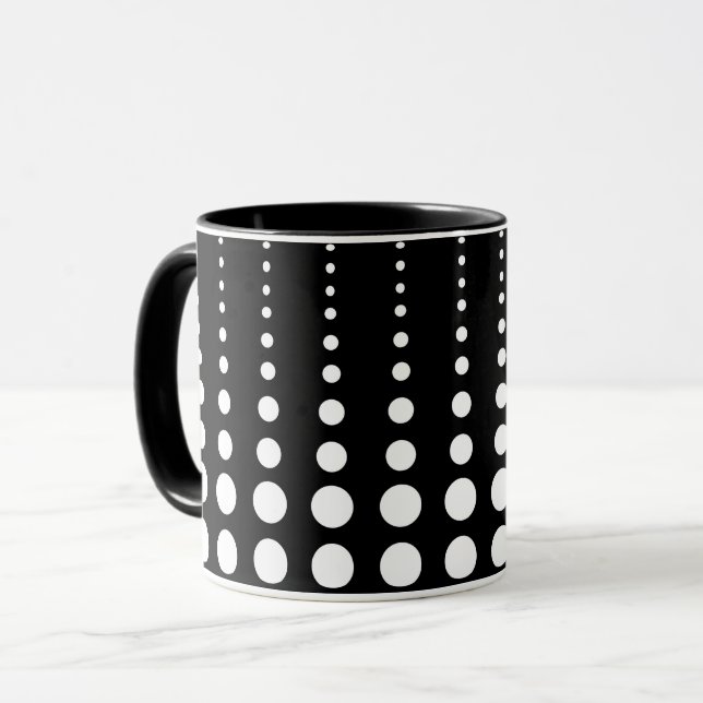 Abstrakte moderne, Schwarz-weiße Linien dots cir Tasse (Vorderseite Links)