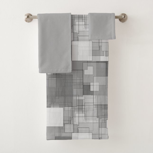 Abstrakte, moderne Silberplätze Badhandtuch Set (Insitu)