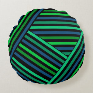 Abstrakte, moderne Stripe Marine Stripe gr Rundes Kissen
