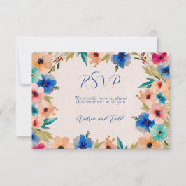 Abstrakte, moderne und florale Hochzeit mit Aquare RSVP Karte