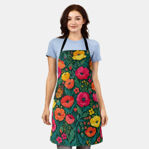 Abstrakte Mohnblumen & Monarchenschürze Schürze