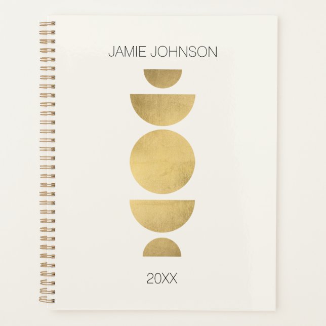 Abstrakte Mondphasen Geometrische Art Gold/Elfenbe Planer (Vorderseite)