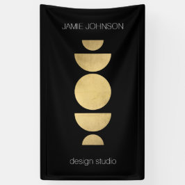 Abstrakte Mondphasen Geometrische Art Gold/Schwarz Banner