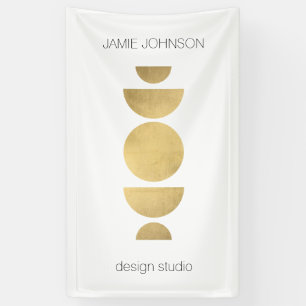 Abstrakte Mondphasen Geometrische Art Gold/Weiß Banner