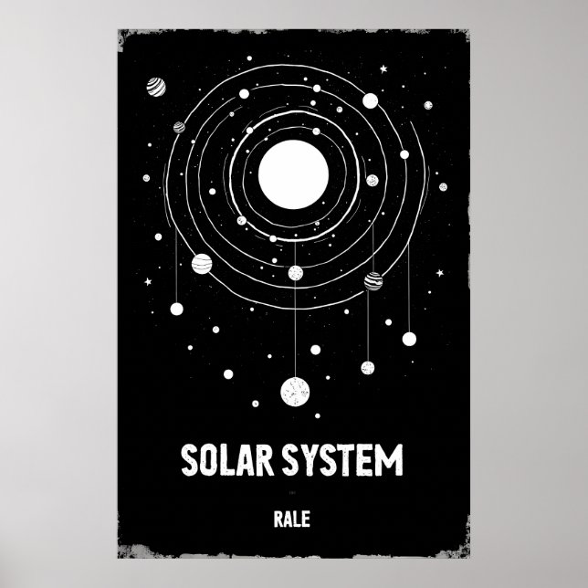 Abstrakte monochrome Illustration der Sonne Poster (Vorne)