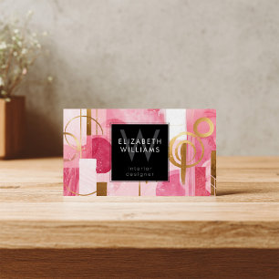Abstrakte Monogramm Visitenkarten Modern aus Rosa