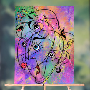 Abstrakte Mood Faces Art Acrylic-Zeichen Acrylschild